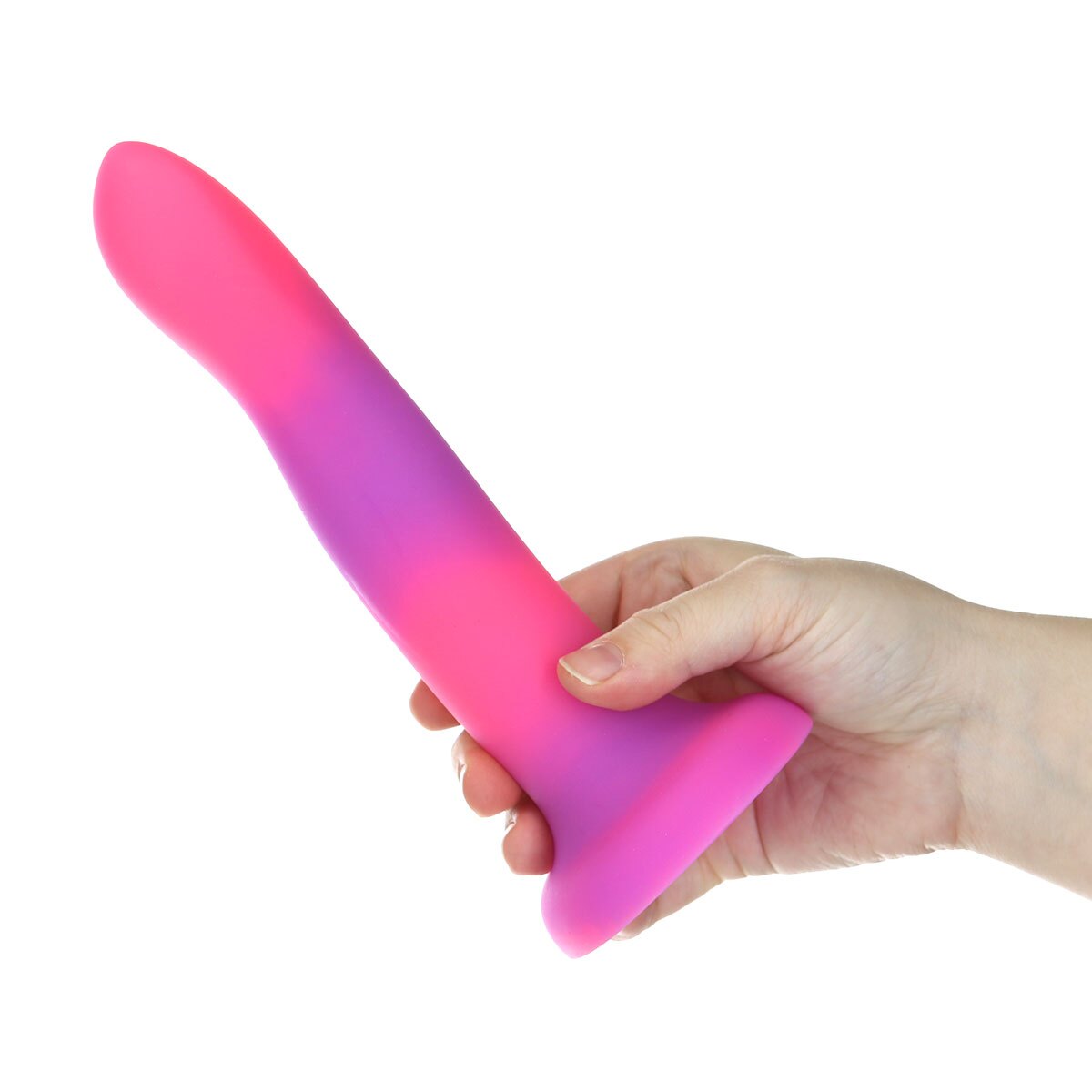 Addiction Glow in the Dark Rave Dil 8 quot Pink Purple dildo made by BMS on sale at herVibrators.com