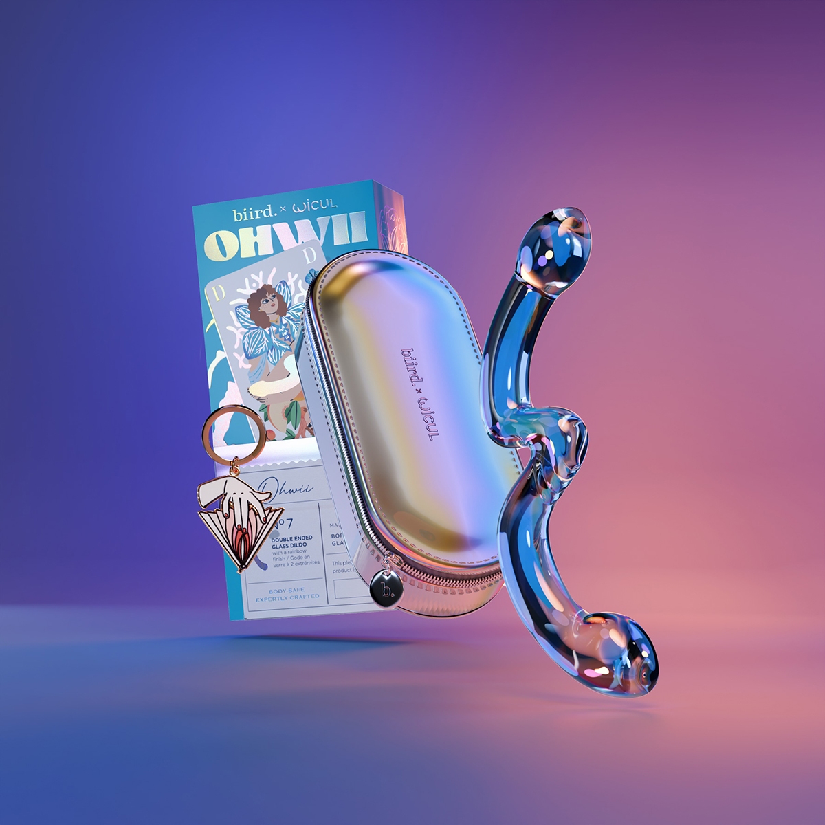 Biird x Wicul OhWii Double Ended Glass Dildo dildo made by Biird on sale at herVibrators.com