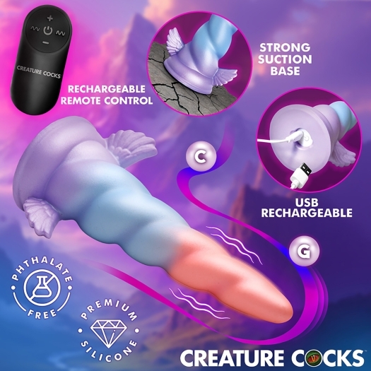 Creature Cocks Deluxe Dream Rider Vibrating Unicorn Silicone Dildo dildo made by XR Brands on sale at herVibrators.com