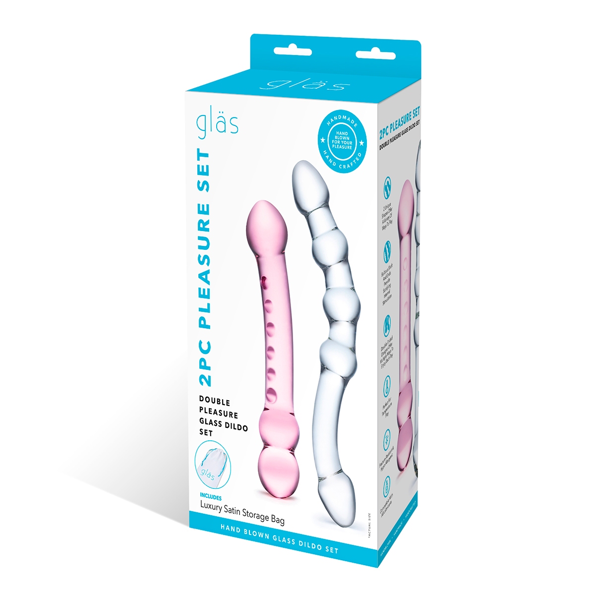 GLAS Double Pleasure 2pc Glass Dil Set dildo made by Glas on sale at herVibrators.com