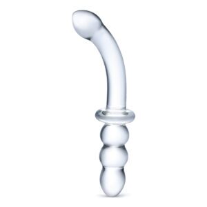 GLAS Ribbed G Spot Glass Dil 8 quot  Dildo