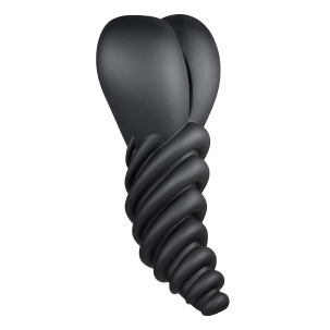 Black Banana Pants vibrator Luvgrind shown in hand for scale