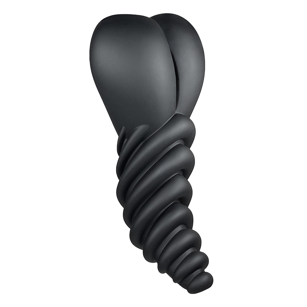 Black Banana Pants vibrator Luvgrind shown in hand for scale