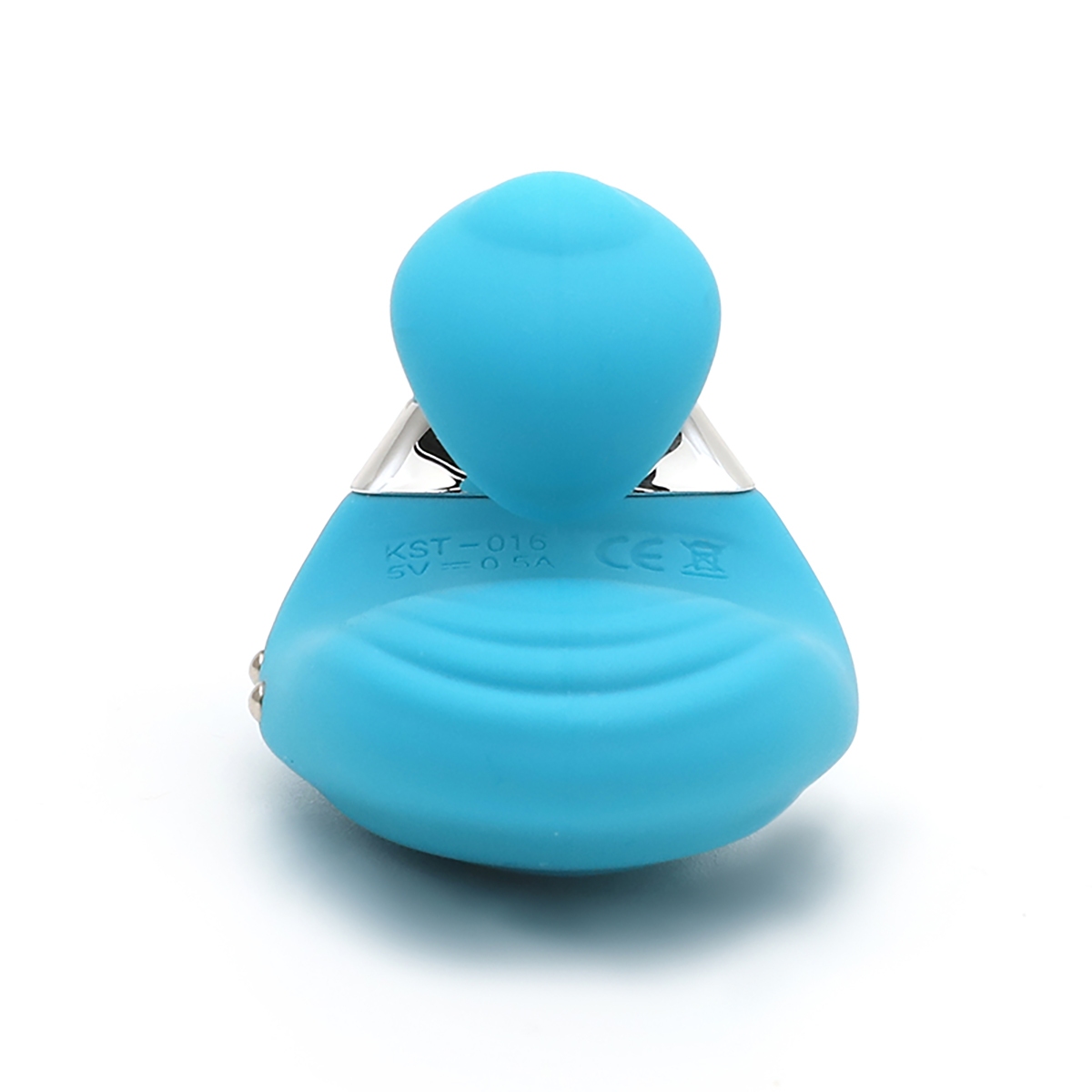 Angled view of the  Emojibator vibrator designed for intimate use
