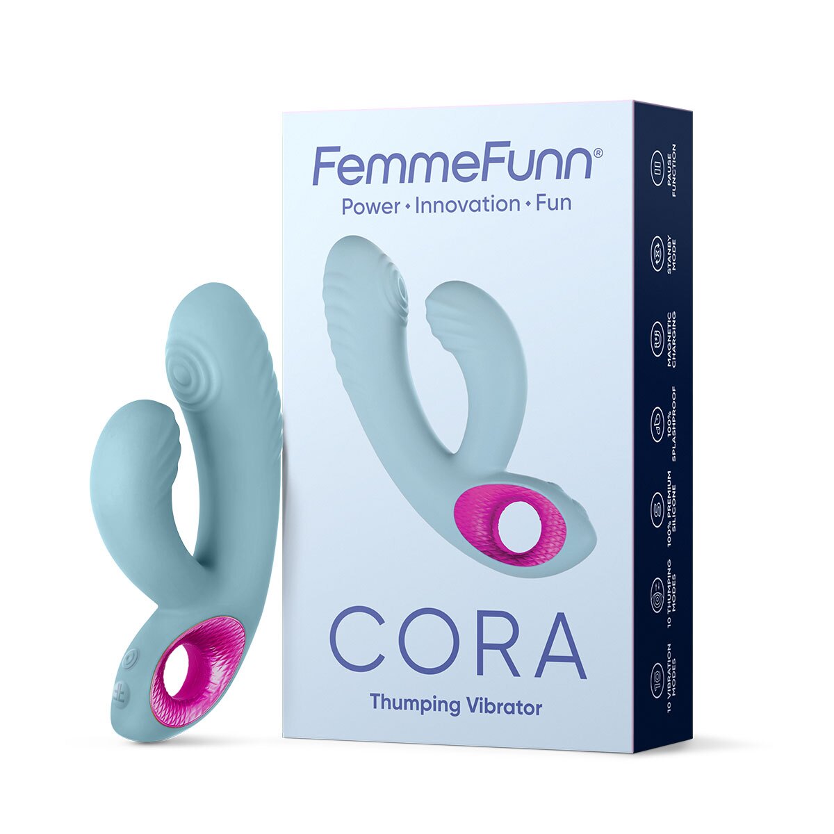 Close-up of the Light Blue Femme Funn vibrator for texture detail