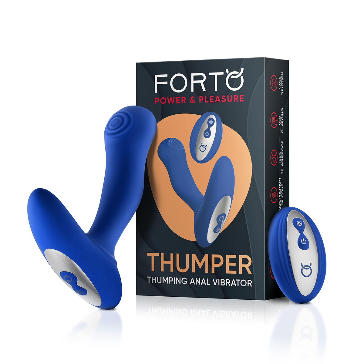 Close-up of the Blue FORTO vibrator for texture detail