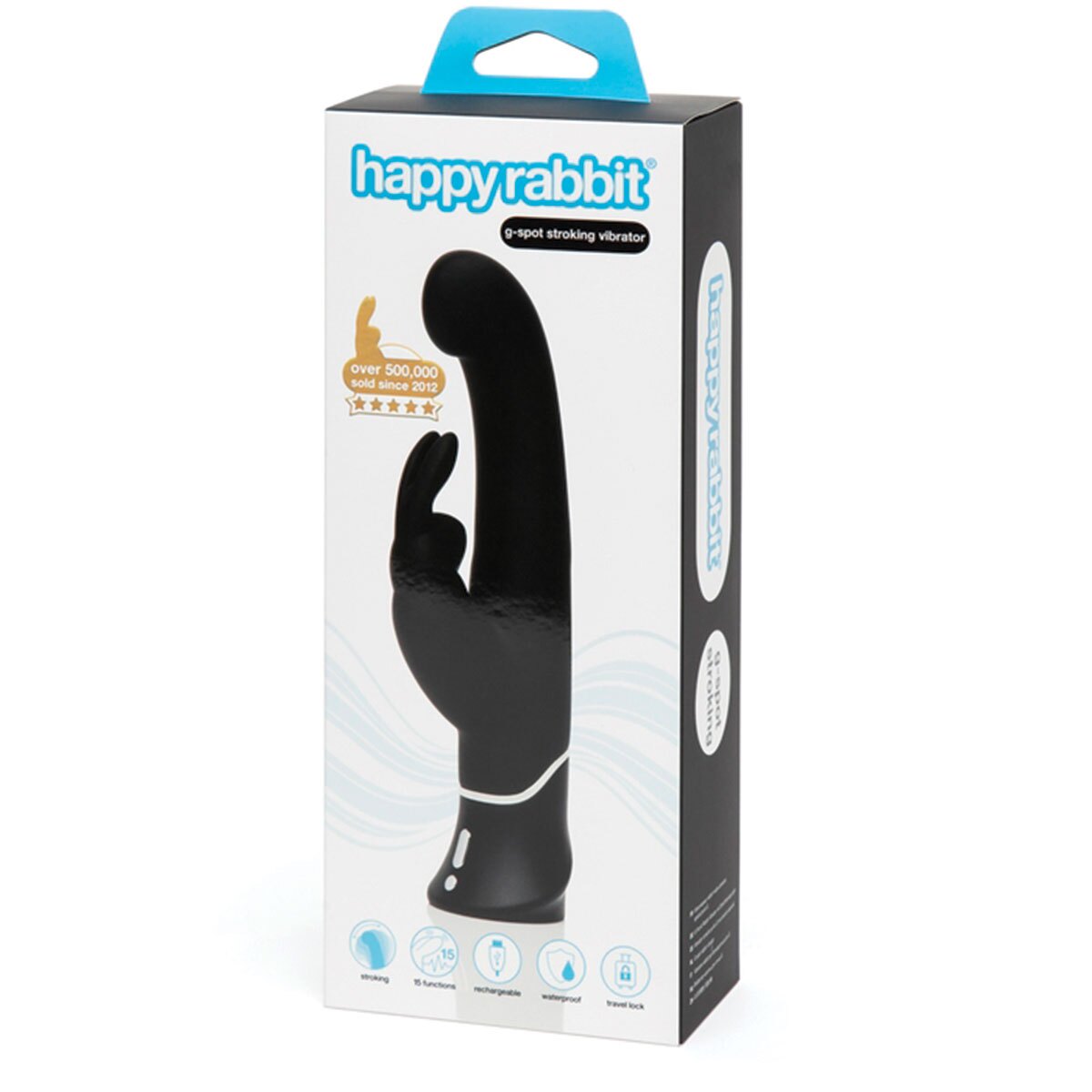 Product image of the Black Happy Rabbit vibrator on clean background