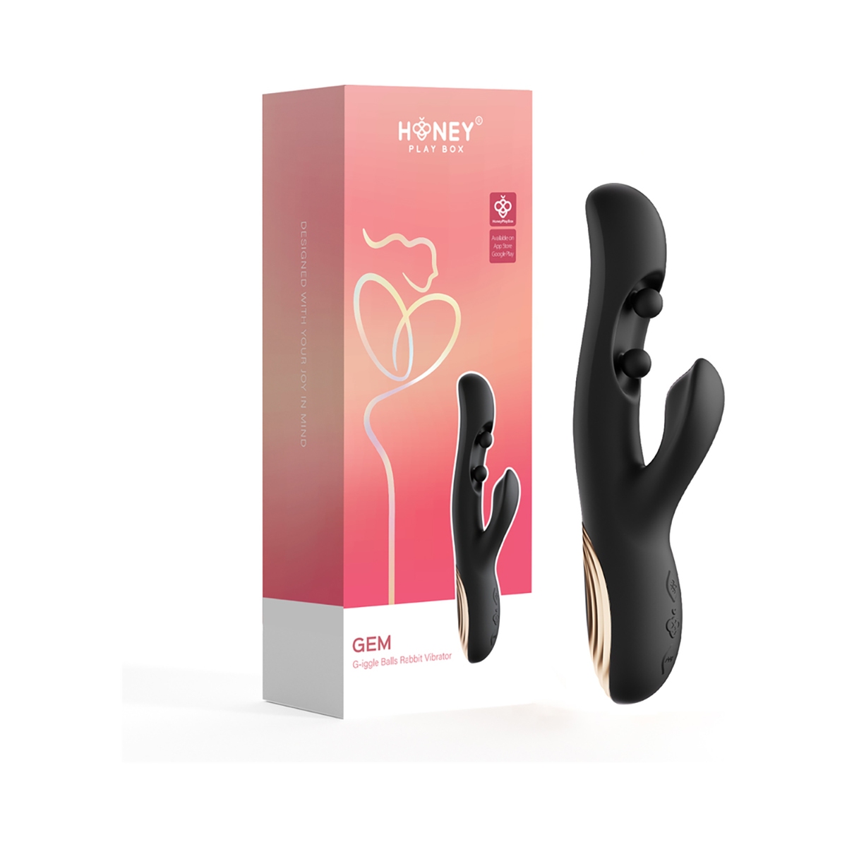 Product image of the Black Honey Play Box vibrator on clean background