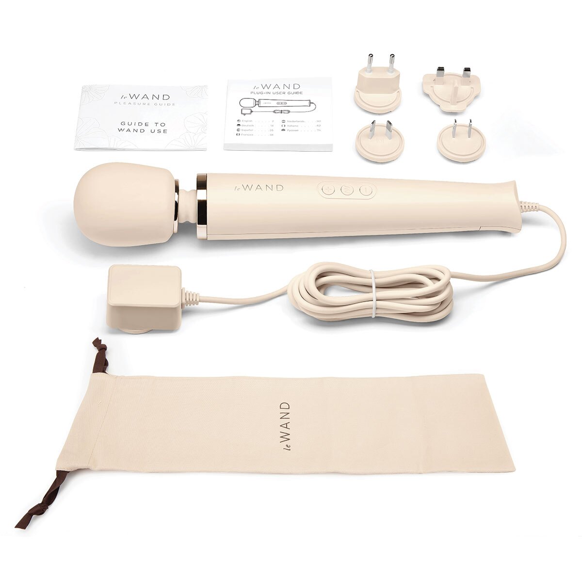 Product image of the Cream Le Wand vibrator on clean background