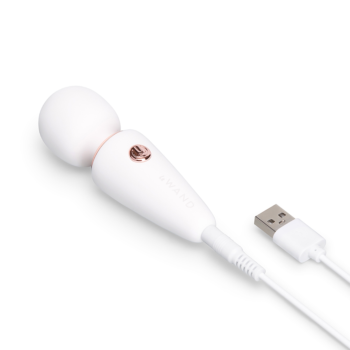 Close-up of the White Le Wand vibrator for texture detail