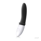 Black LELO vibrator Billy 2 shown in hand for scale
