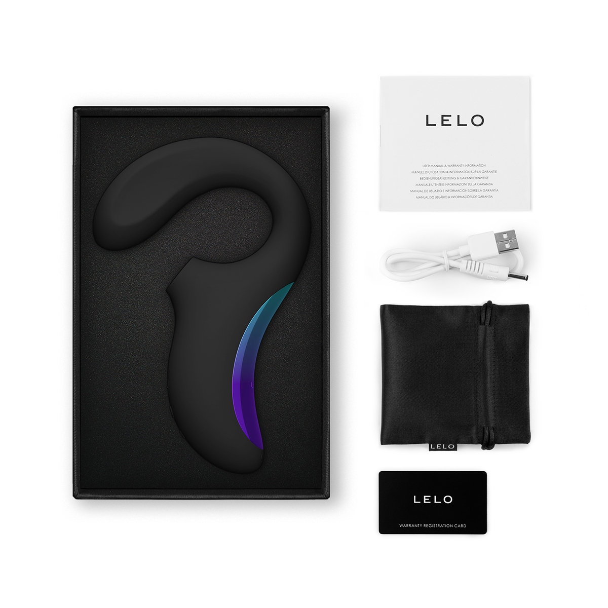 Close-up of the Black LELO vibrator for texture detail