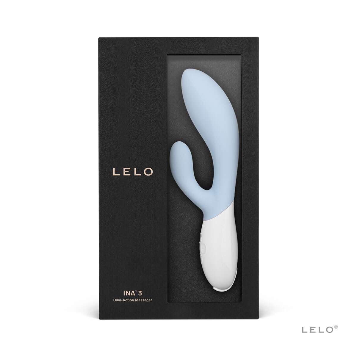 Angled view of the Blue LELO vibrator designed for intimate use
