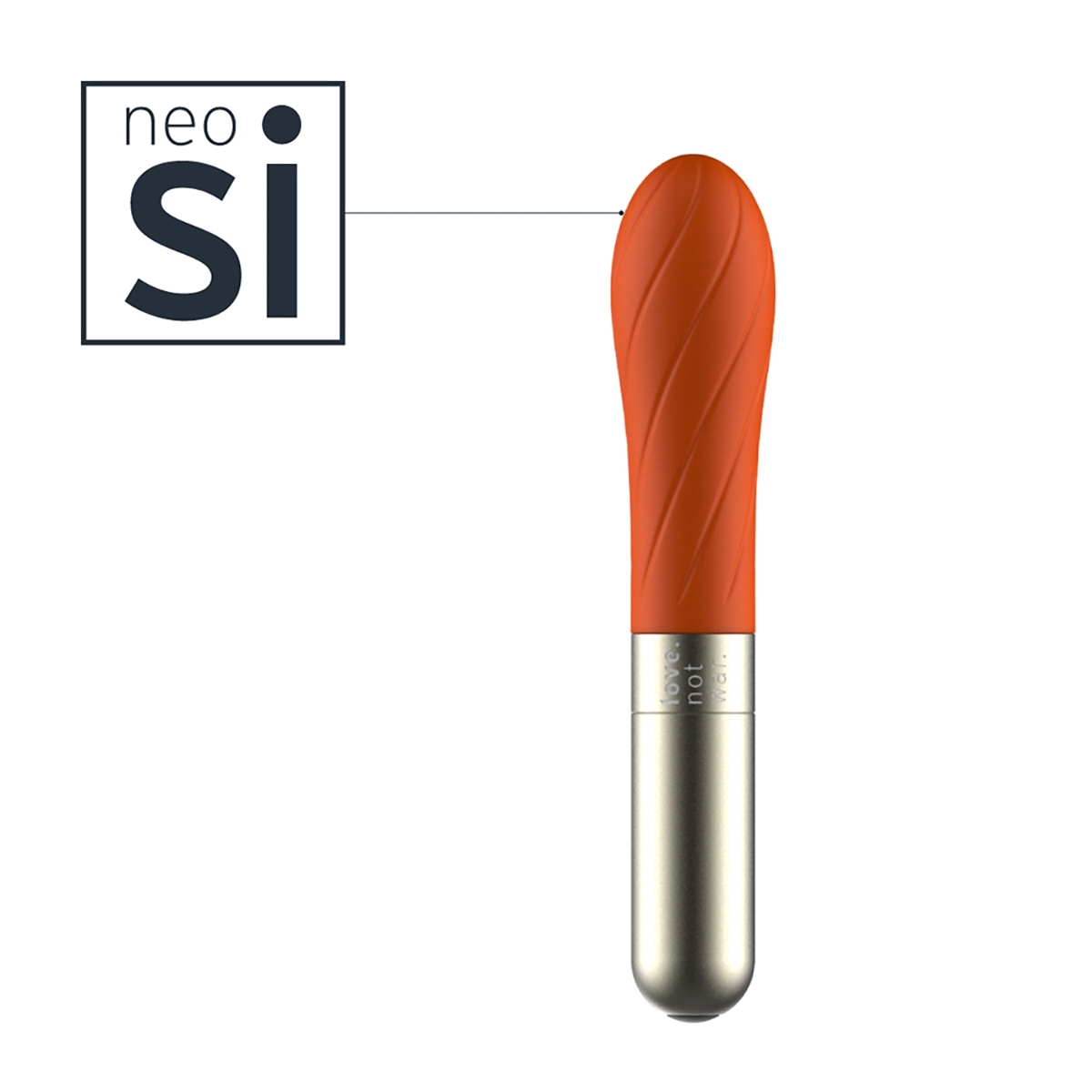 Product image of the Orange Love Not War vibrator on clean background