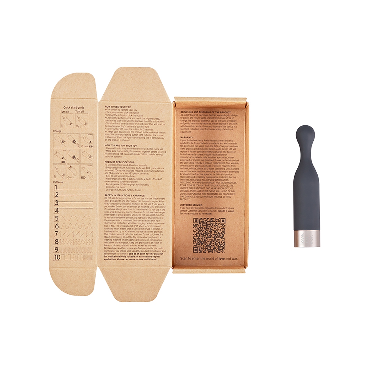 Close-up of the  Love Not War vibrator for texture detail