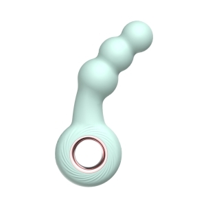 Green Luv Inc vibrator Br15: Beaded Ring shown in hand for scale