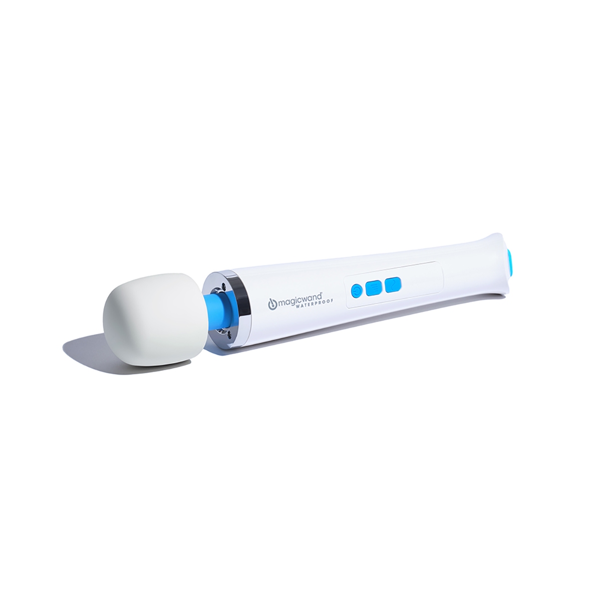 Angled view of the  Magic Wand vibrator designed for intimate use