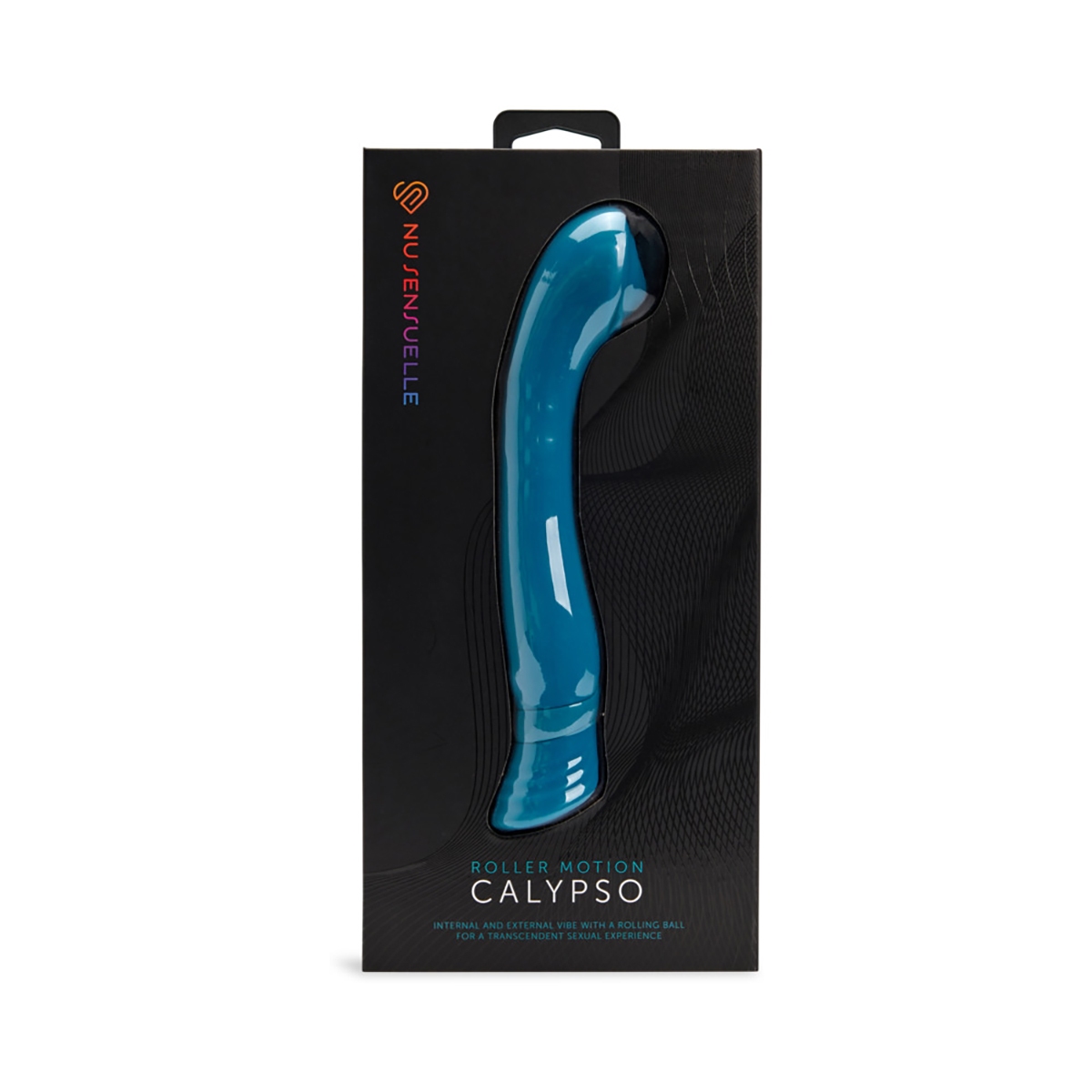 Angled view of the Turquoise Nu Sensuelle vibrator designed for intimate use