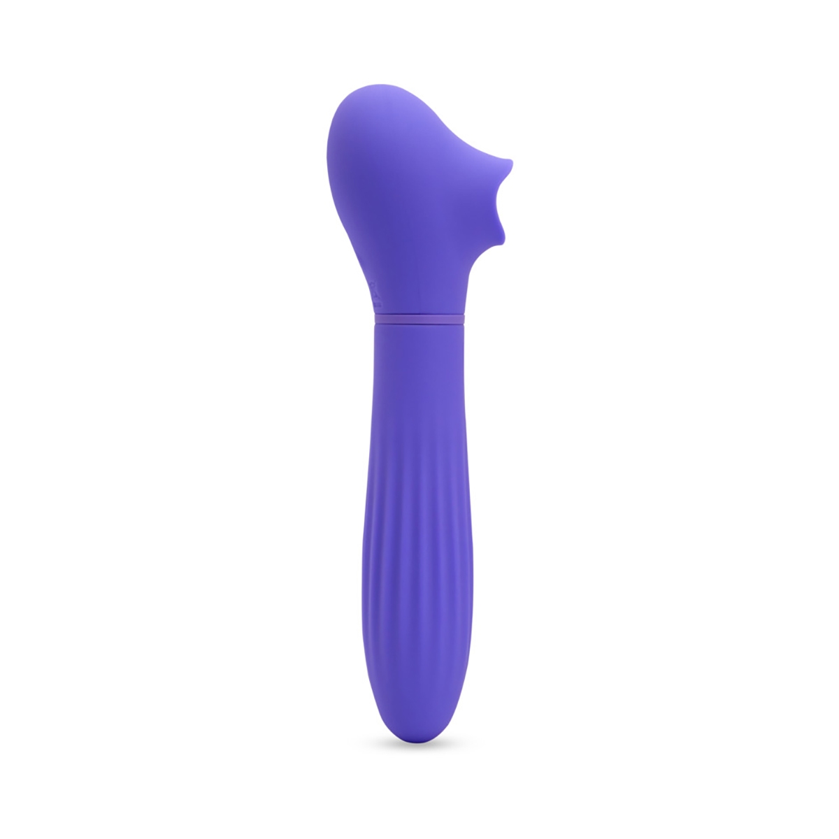 Violet Nu Sensuelle vibrator Triple Action Daisy Ultra shown in hand for scale