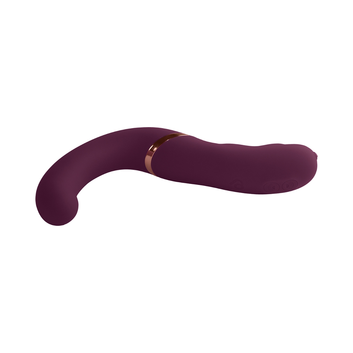 Highlighting ergonomic shape of the Burgundy Rocks Off vibrator