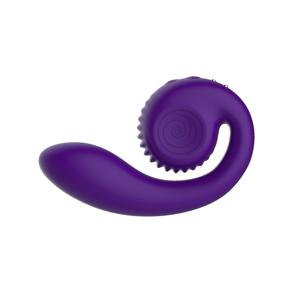 Purple Snail Vibe vibrator Gizi shown in hand for scale