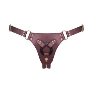 Strap-On-Me Vibrator Leatherette Harness Generous One Size Aubergine