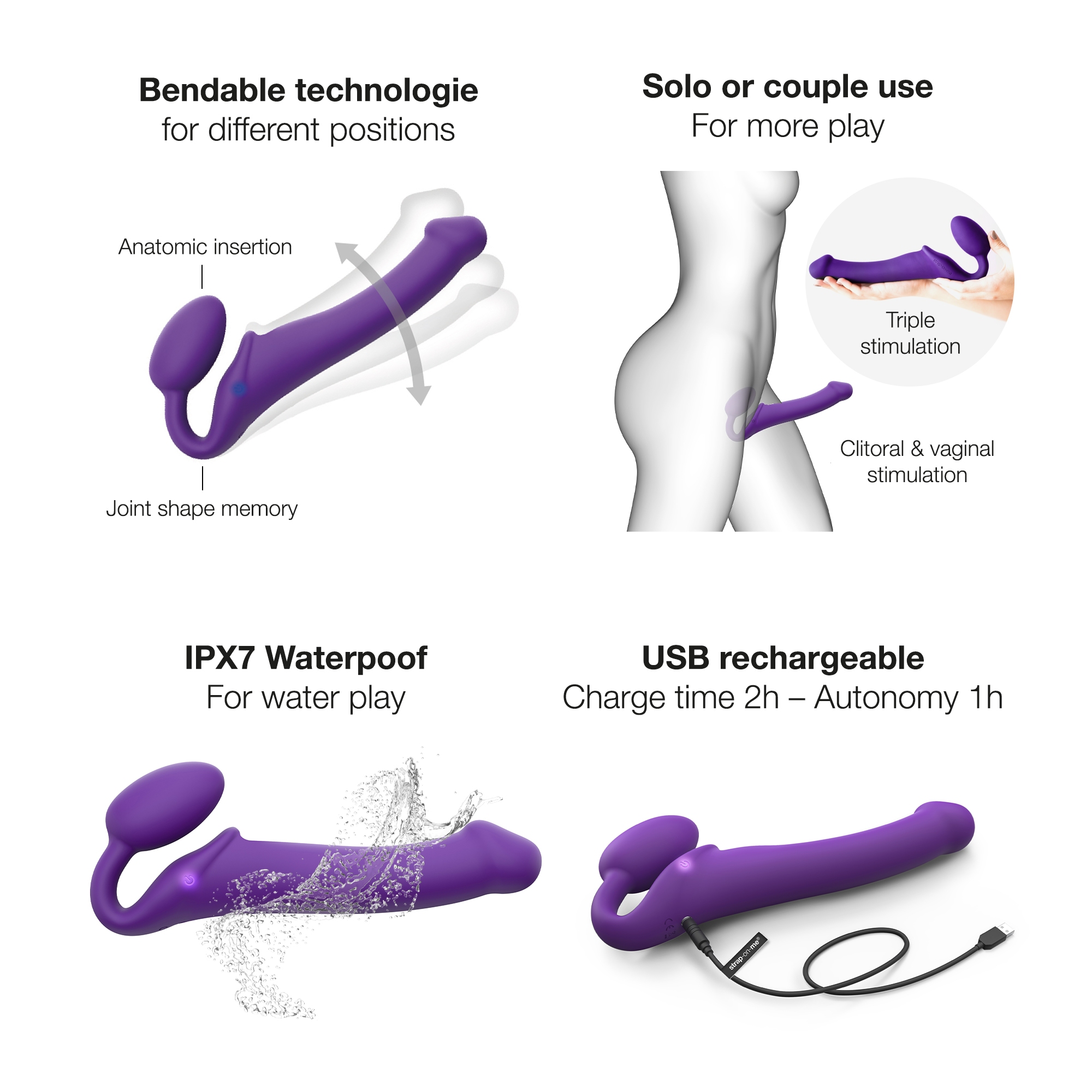Product image of the Purple Strap-On-Me vibrator on clean background