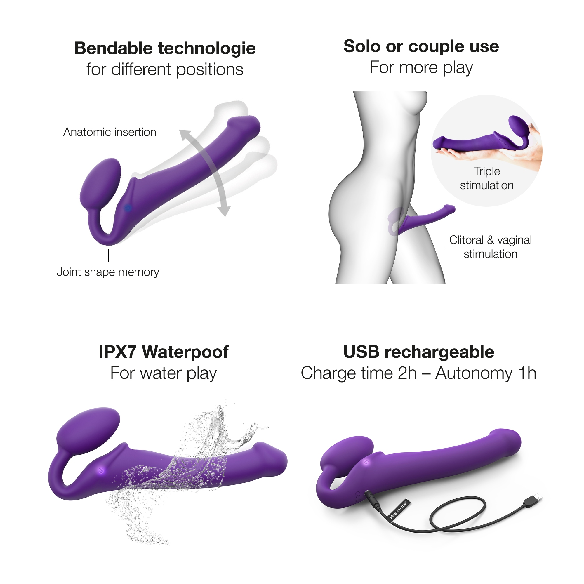 Product image of the Purple Strap-On-Me vibrator on clean background