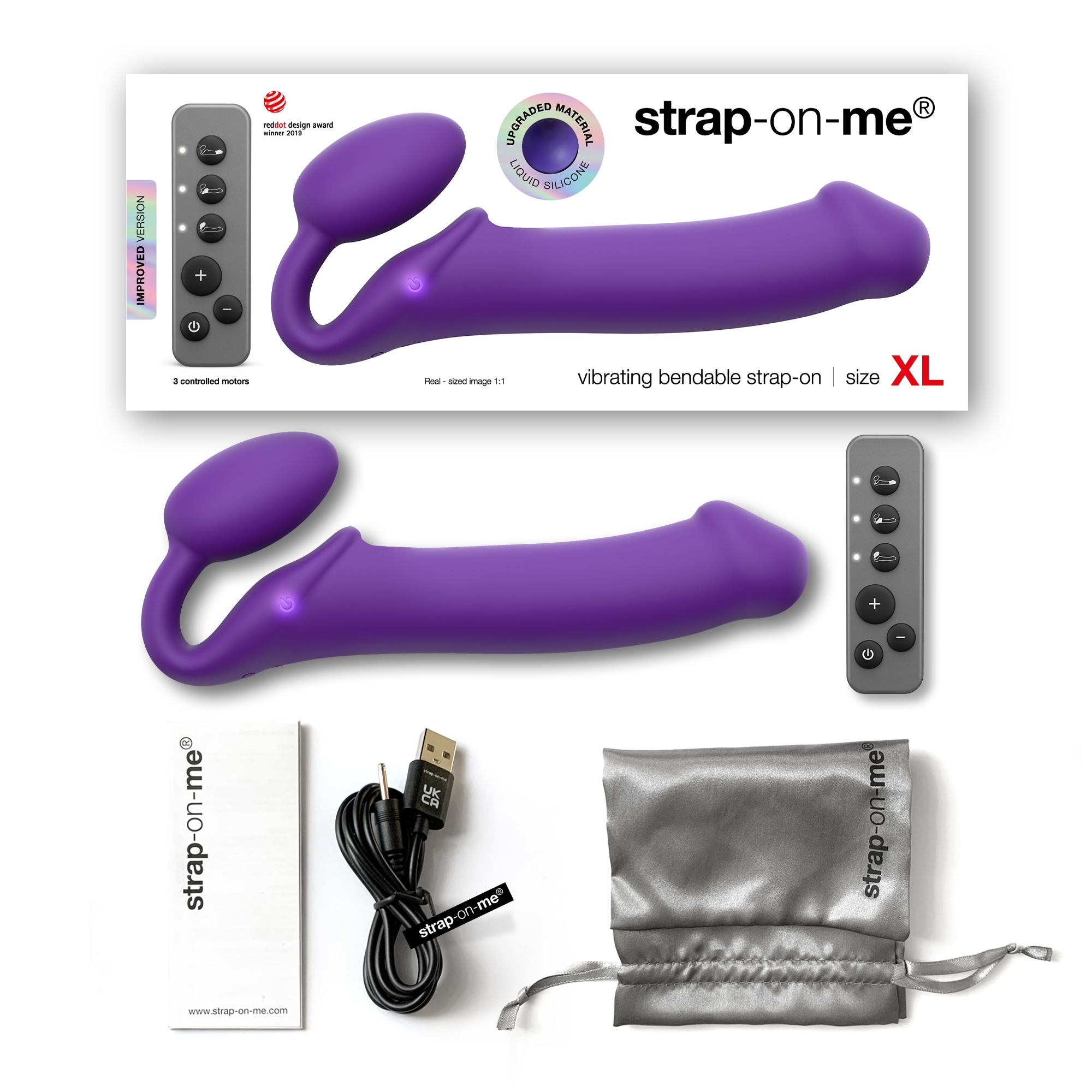 Close-up of the Purple Strap-On-Me vibrator for texture detail