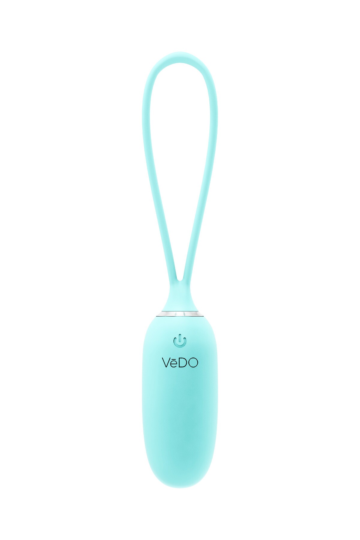 Turquoise VeDO vibrator Kiwi shown in hand for scale