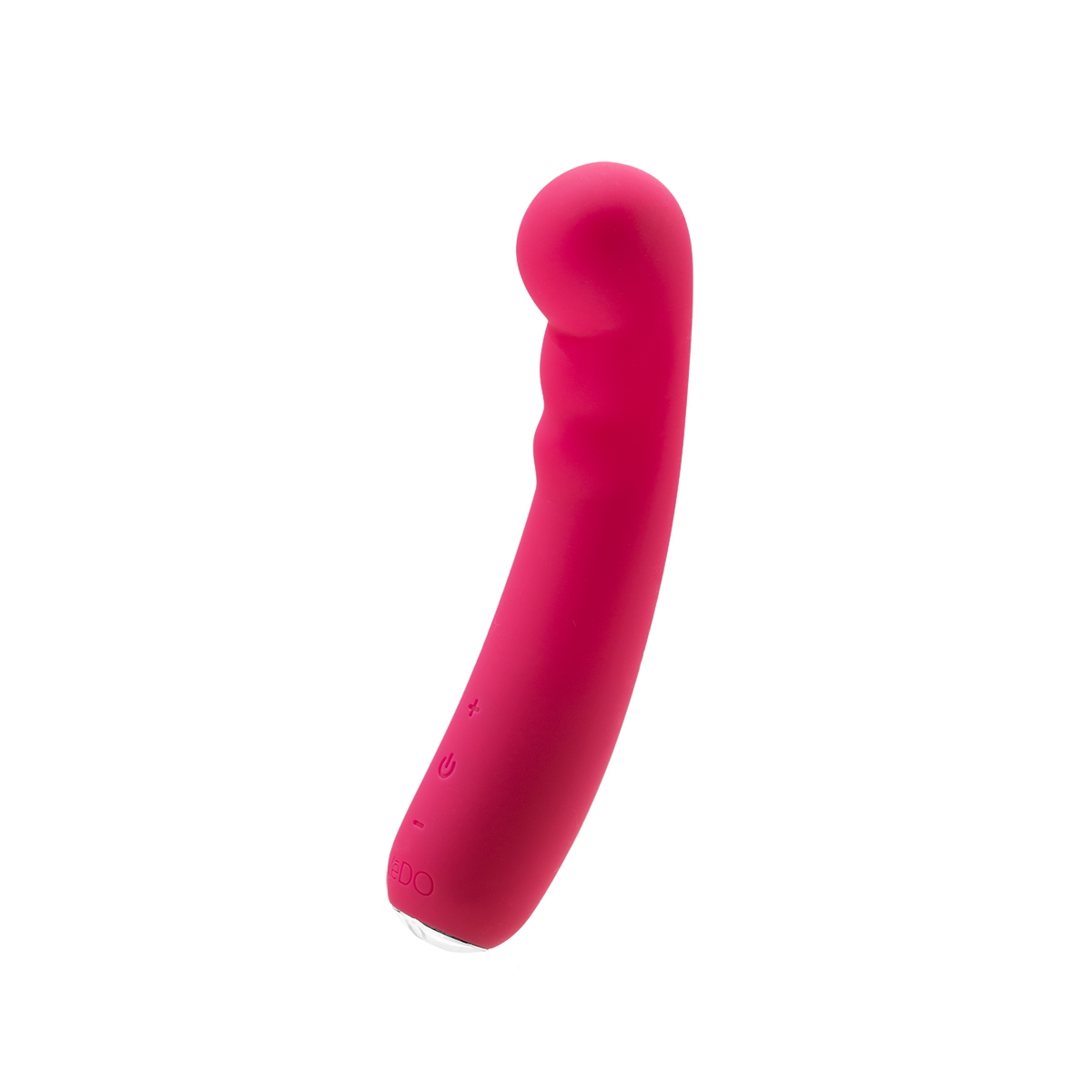 Pink VeDO vibrator Midori G-Spot shown in hand for scale