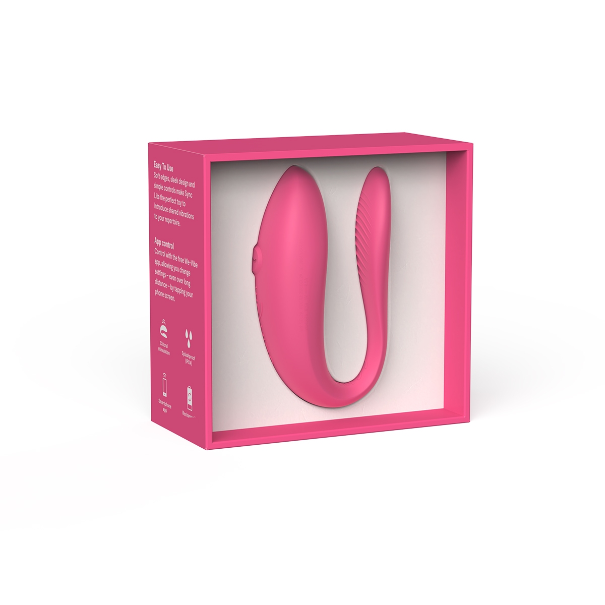 Angled view of the Pink We-Vibe vibrator designed for intimate use