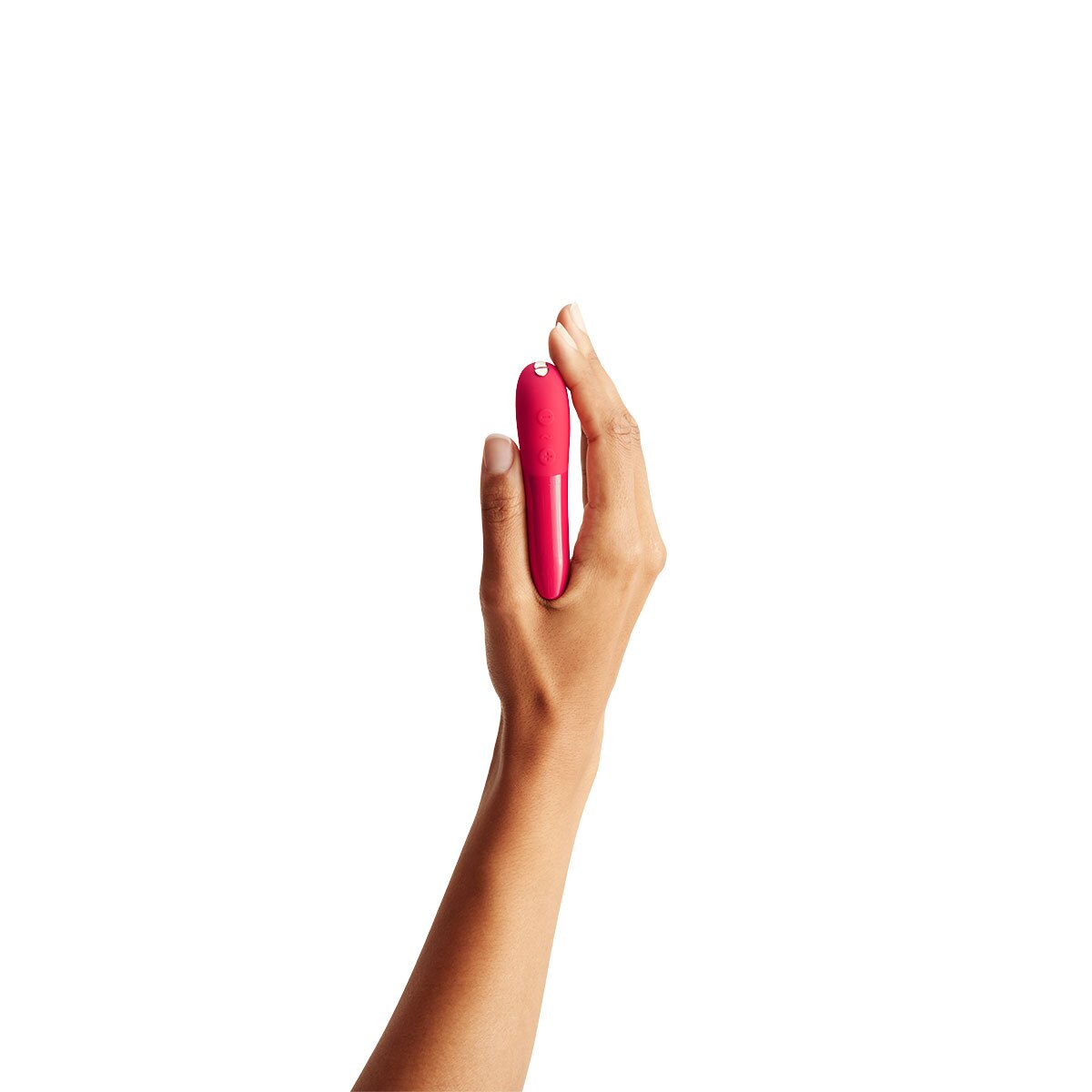Angled view of the Red We-Vibe vibrator designed for intimate use