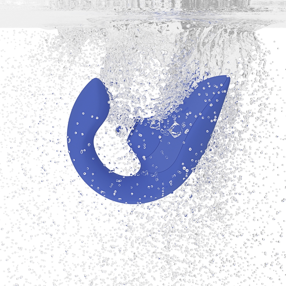 Fully assembled Blue Womanizer vibrator with smooth exterior