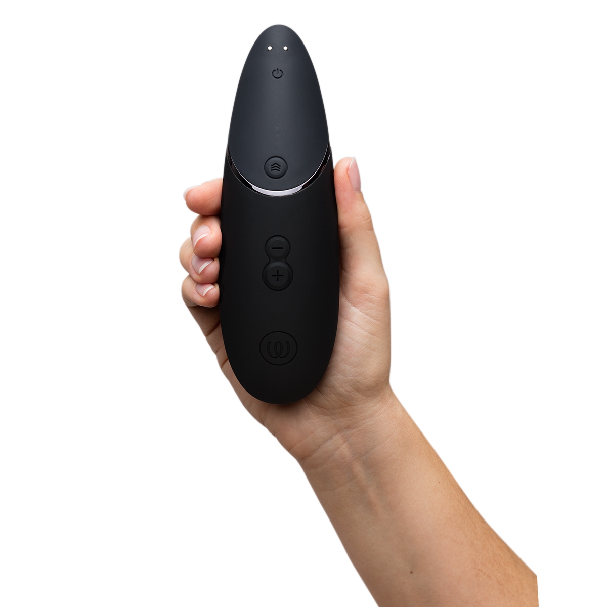 Fully assembled Black Womanizer vibrator with smooth exterior