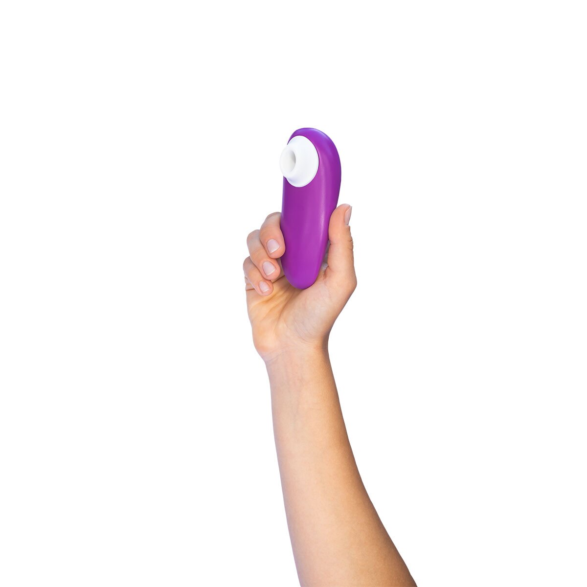 Angled view of the Violet Womanizer vibrator designed for intimate use