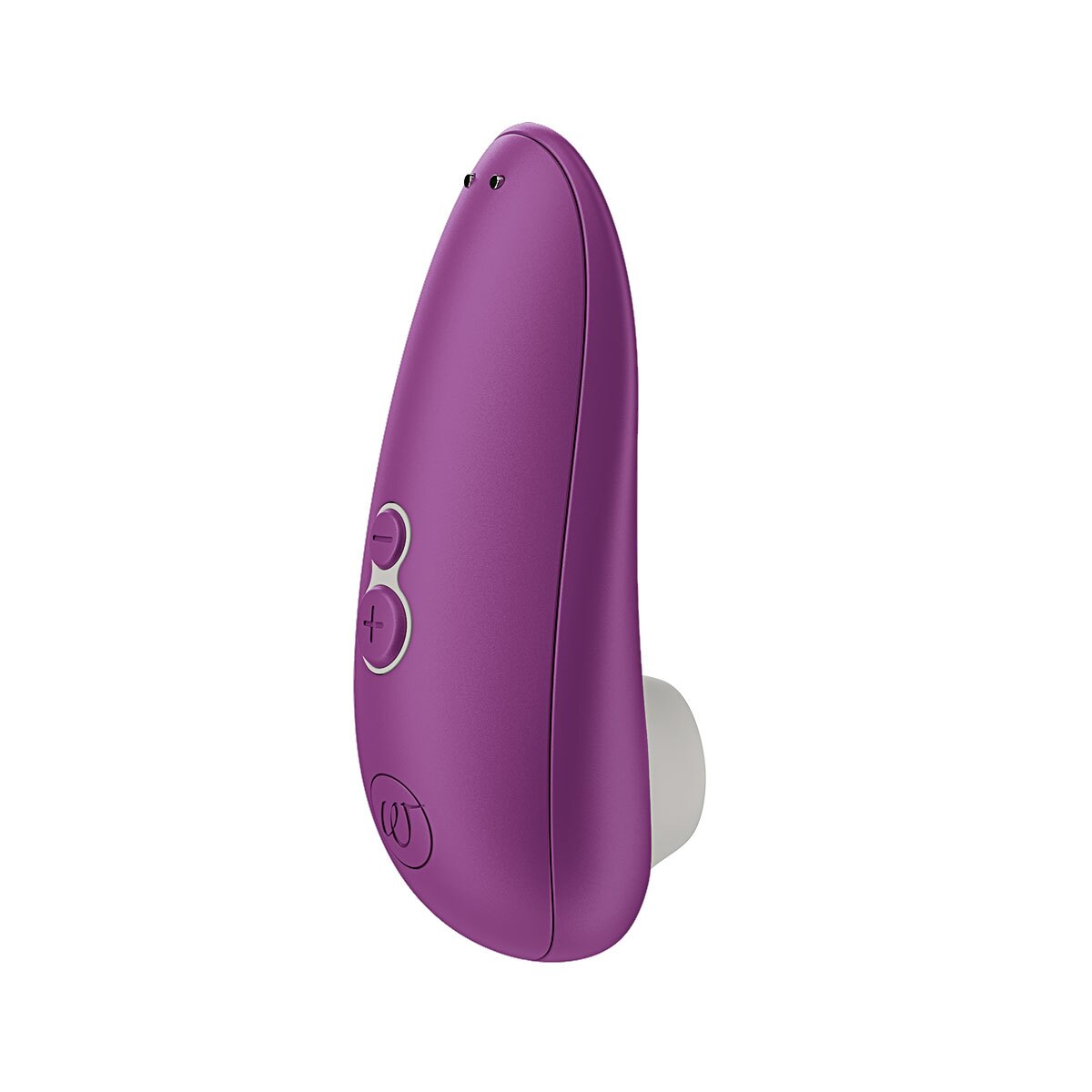 Fully assembled Violet Womanizer vibrator with smooth exterior
