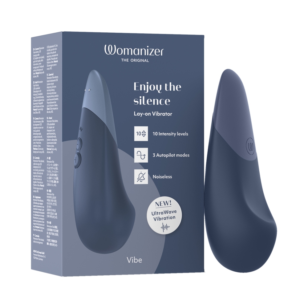 Waterproof design shown in the Dark Blue Womanizer vibrator