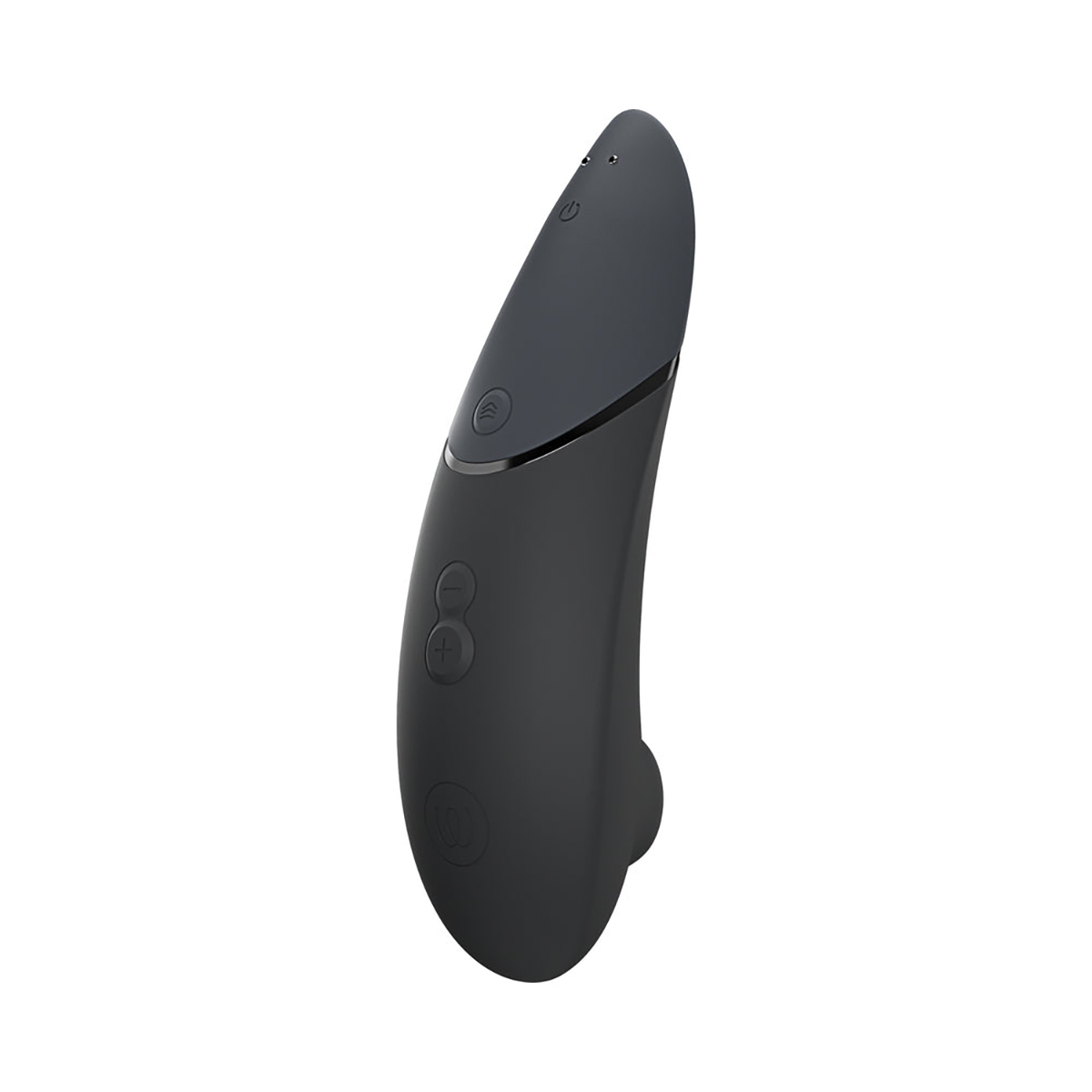 Highlighting ergonomic shape of the Black Womanizer vibrator