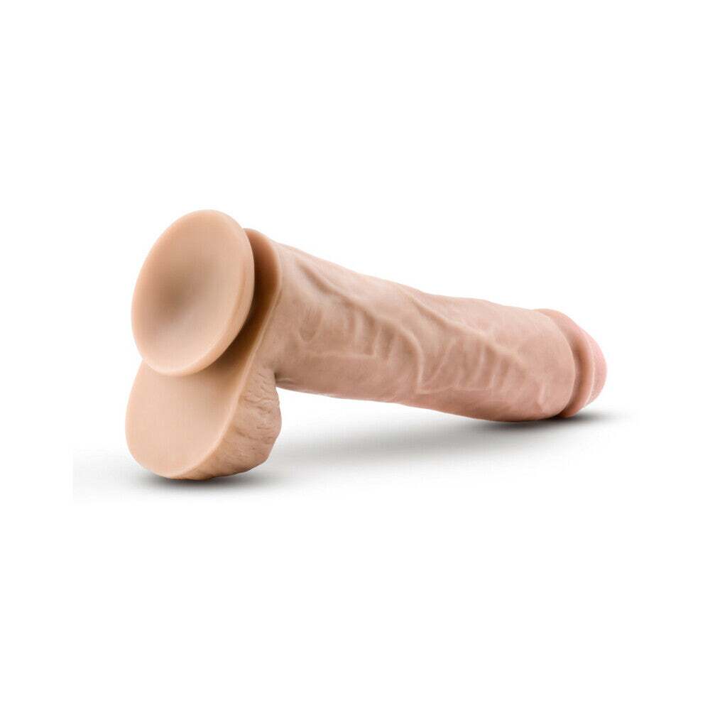 11.5 inch Dildo by Blush in Vanilla Ivory Beige shown for pegging Her or Him