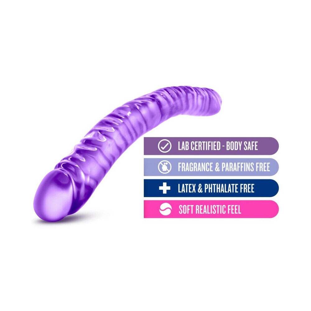 18 inch Dildo by Blush in Purple shown for pegging Her or Him