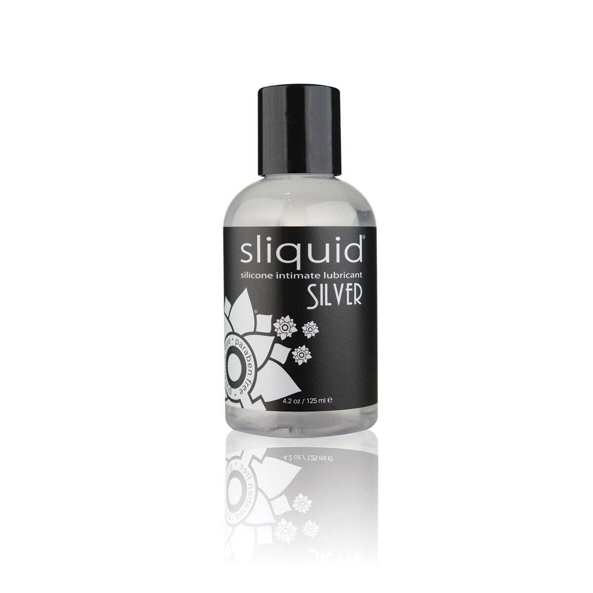 Bottle of 4.2 oz Vegan Lube Sliquid showing plant-powered formula