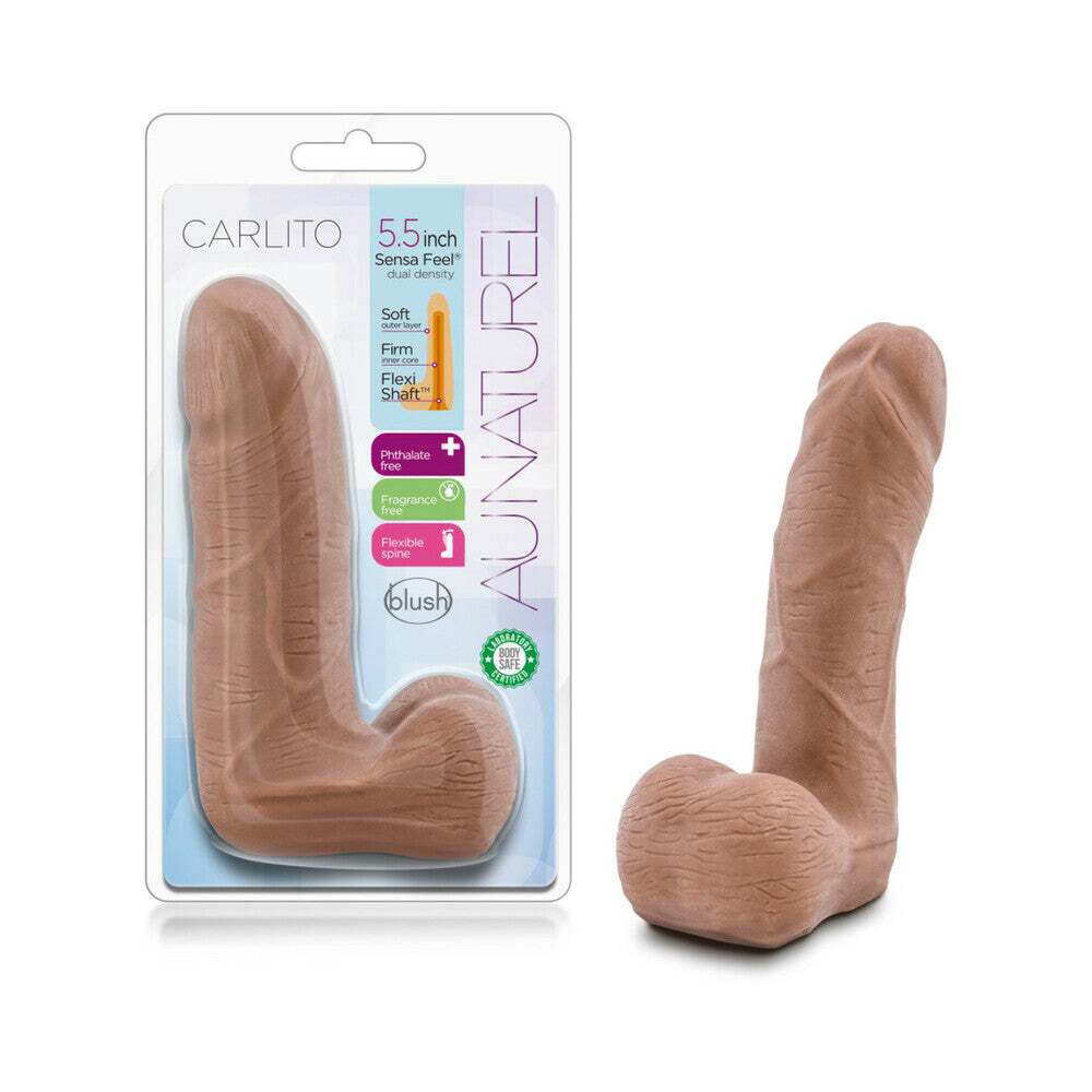 5 inch Dildo by Blush in Tan Light Brown Mocha shown for use by Her or Him