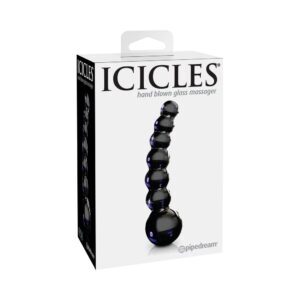4.75 inch Dildo Pipedream Black Icicles No. 66 Curved Beaded Glass