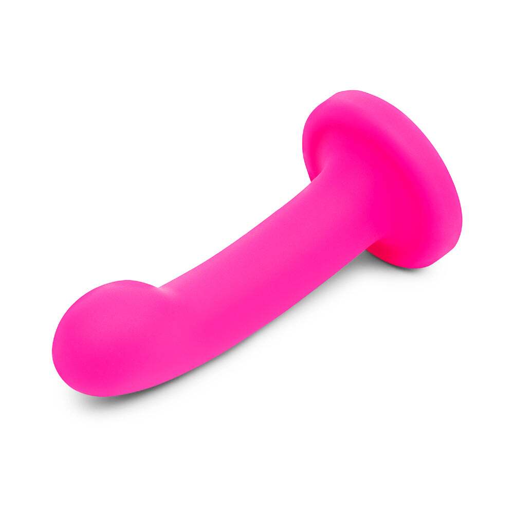 5 inch Dildo by Together Toy in Hot Pink Magenta Fuchsia displayed for pegging Him or Her