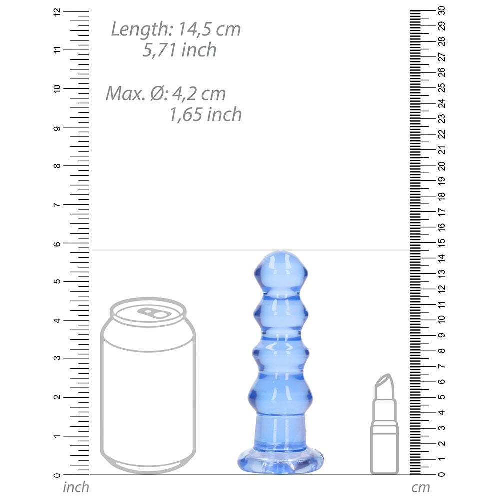 5.5 inch Dildo by Shots in Blue shown for pegging Her or Him
