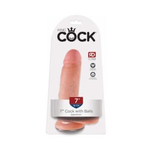 7 inch Dildo Pipedream Vanilla Ivory Beige King Cock Cock With Balls Realistic Suction Cup Beige