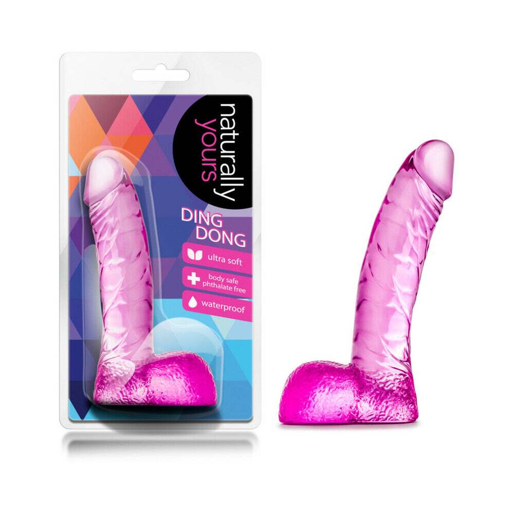 5.5 inch Dildo by Blush in Hot Pink Magenta Fuchsia shown for use by Her or Him