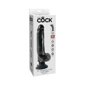 9 inch Dildo Pipedream Black King Cock Vibrating Cock With Balls Poseable Suction Cup
