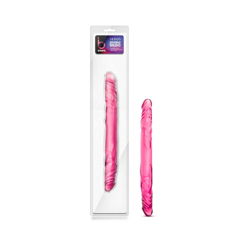 14 inch Dildo by Blush in Hot Pink Magenta Fuchsia shown for use by Her or Him